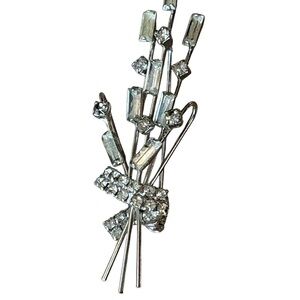 Art Deco Vintage Crystal Rhinestone Flower Bouquet Brooch Antique